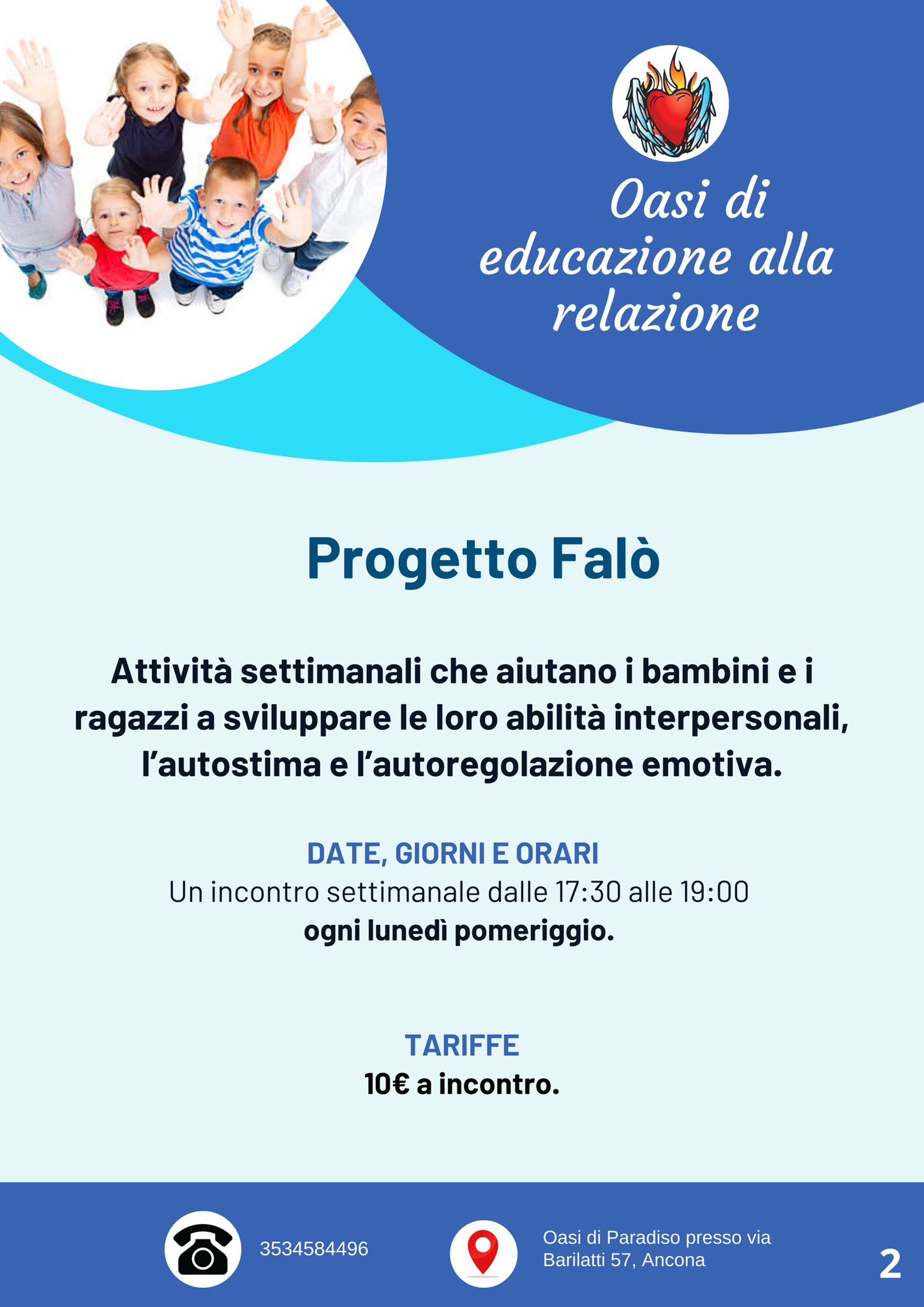 pagina 2 volantino con Progetto di educazione alla relazione